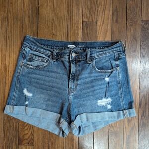 Old Navy Boyfriend Short Womens 6 Mid Rise Distressed Denim Cuffed Medium Wash